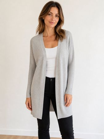Street One Strickjacke Longjacke Gr. 36 hellgrau Viskose