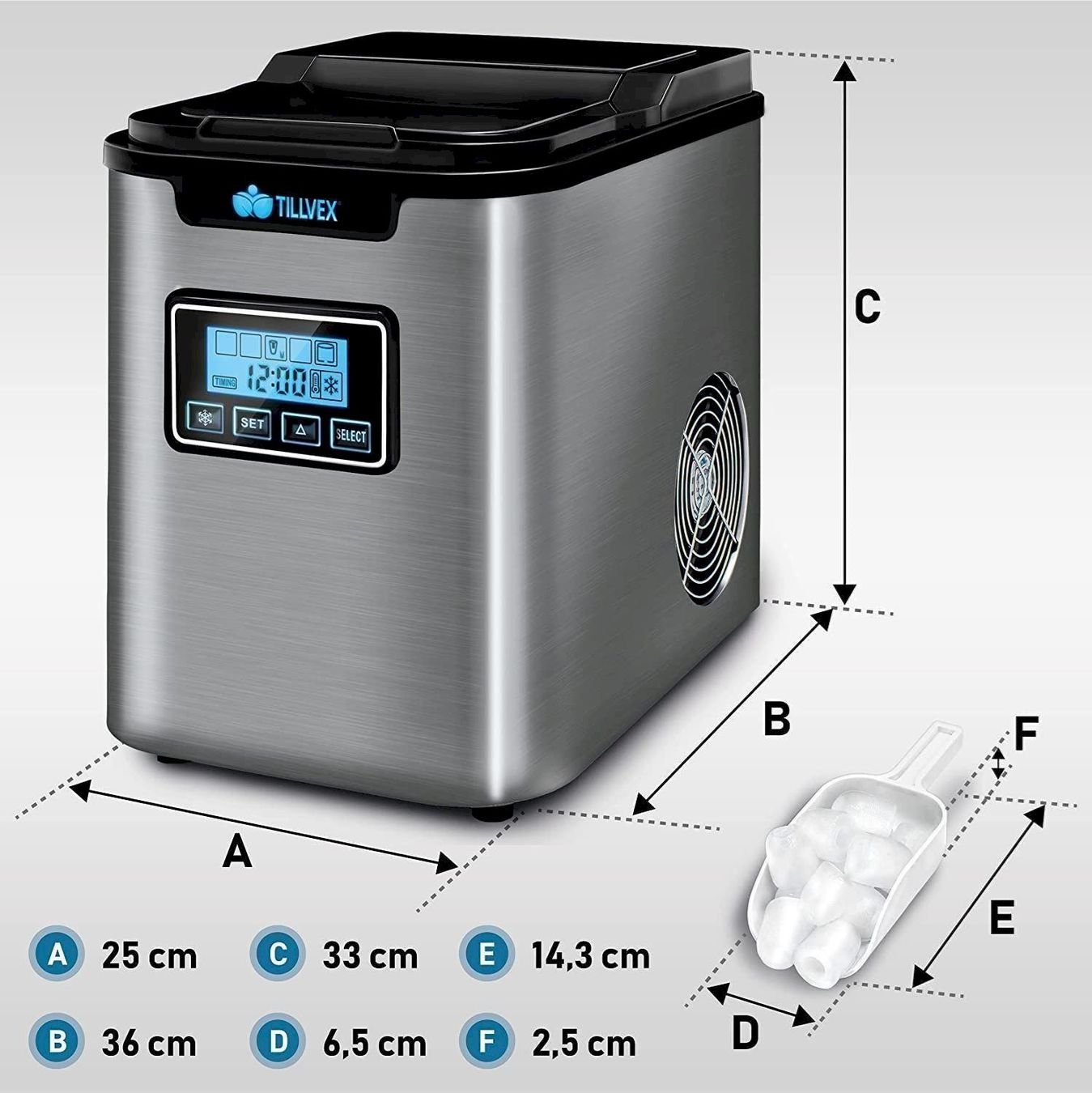 Küchengeräte: tillvex Eiswürfelmaschine 2,2L silber – Neu und originalverpackt aus Bottighofen von zaap 2