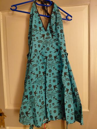 TOO FAST Rockabilly Kleid Gr. S in blau/schwarz