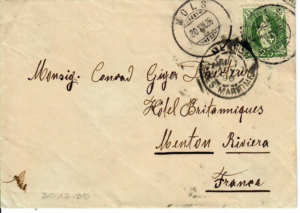 Tutti i francobolli: Brief, Mols nach Frankreich 1895 – Usato da Hochdorf venduto da Ziegel-16