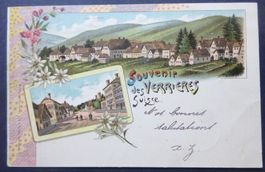 Litho-Ansichtskarte 1898 / Verrrières (NE)