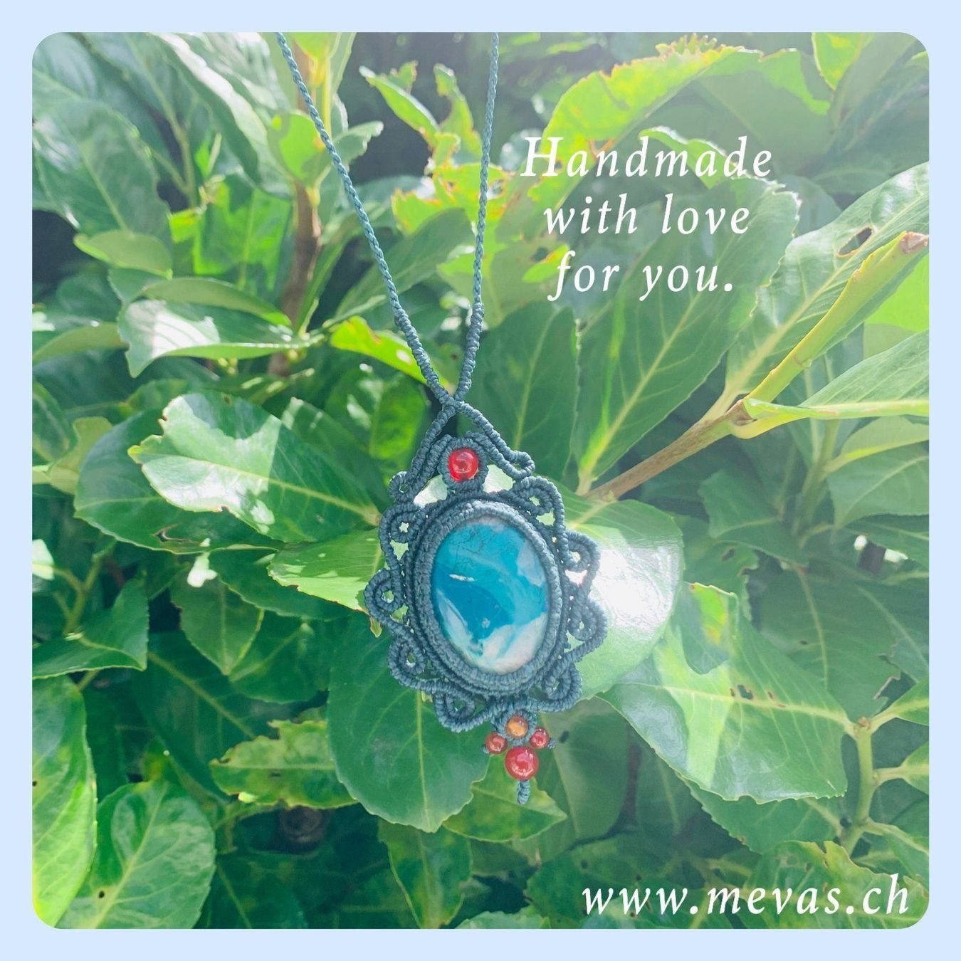 Catenine: Chrysokoll Kette Makramee, Chrysokoll – Nuovo e nell'imballaggio originale da Zürich venduto da MEVAS-Schmuck 1