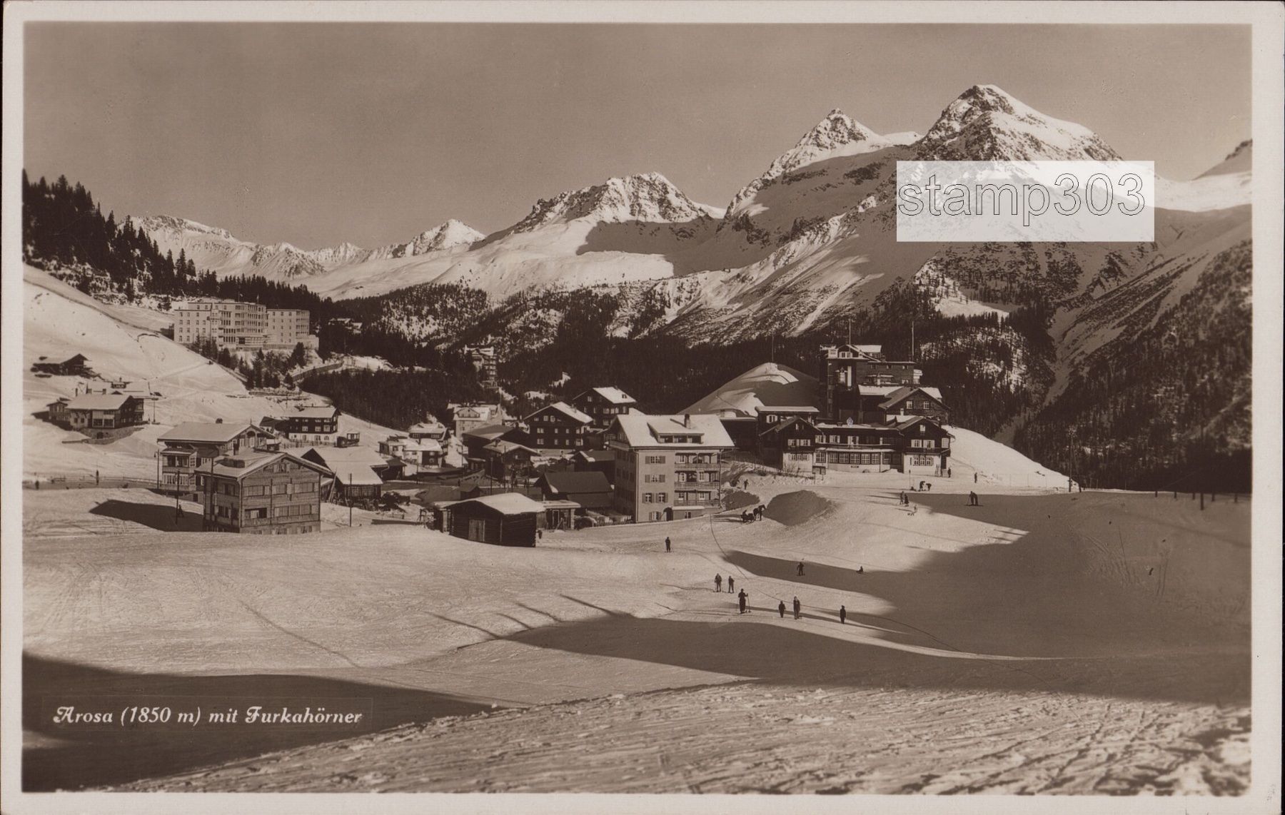 Cartoline postali: 1935 AK Arosa mit Furkahörner – Usato da Eggersriet venduto da stamp303