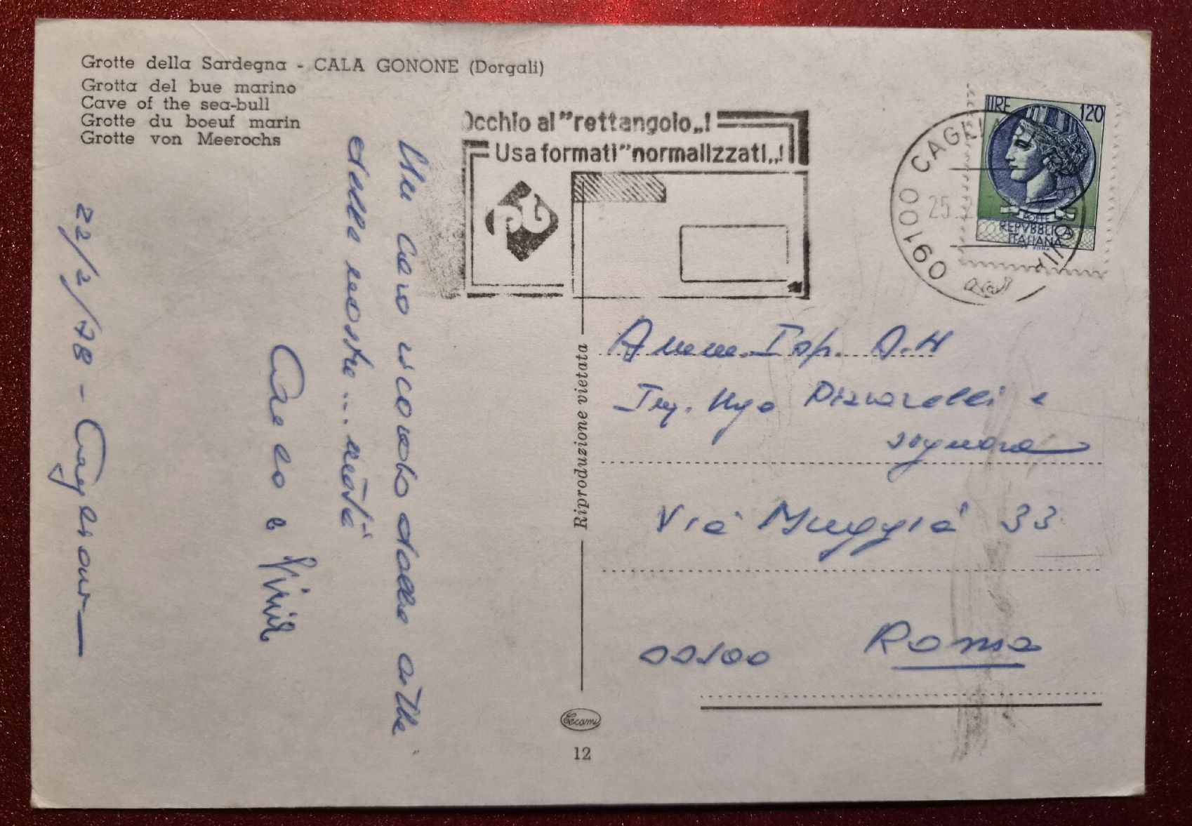 Cartoline postali: Grotte della Sardegna, Cala Gonone 1978 – Usato da Melchnau venduto da Arthurius 1
