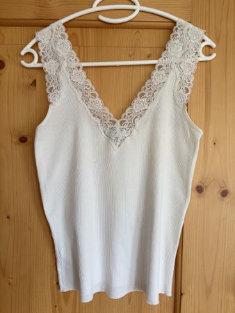 Polo Ralph Lauren Top weiss mit Spitze Grösse S