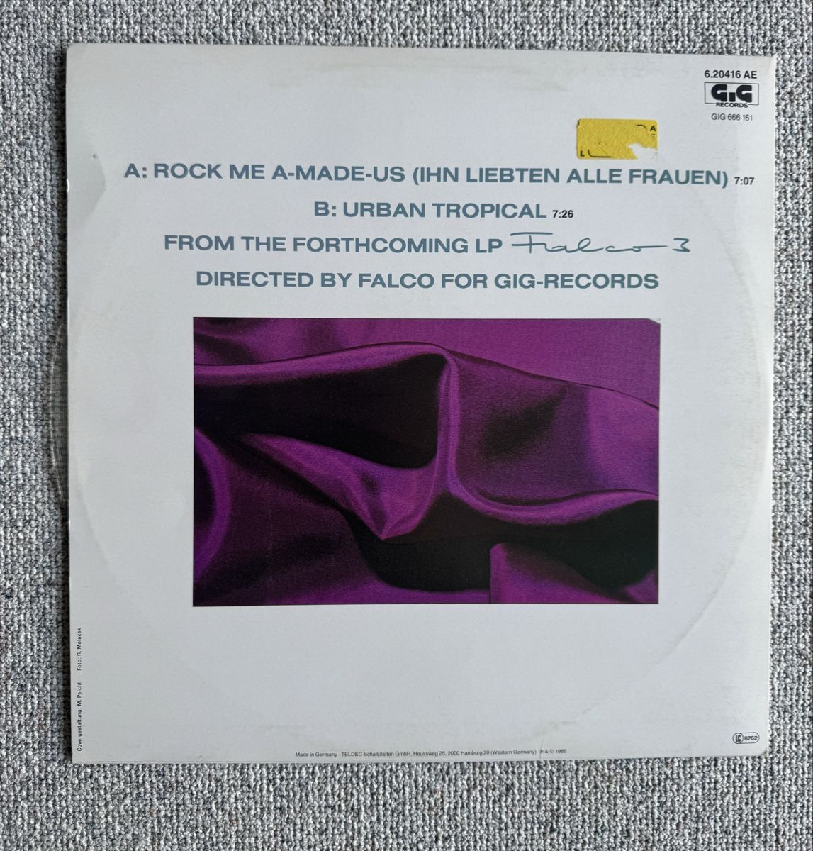 Dischi in vinile: Falco - Rock Me Amadeus - 12" Maxi  - 80s – Usato da Rorbas venduto da BlackstarRecords 1