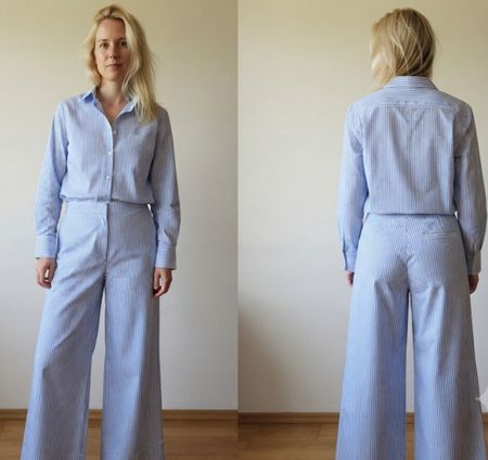Ensemble  pyjama BLUE LEMON rayures bleues T. M 100% coton