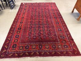 Afghan Teppich rot gemustert 291 x 191 cm