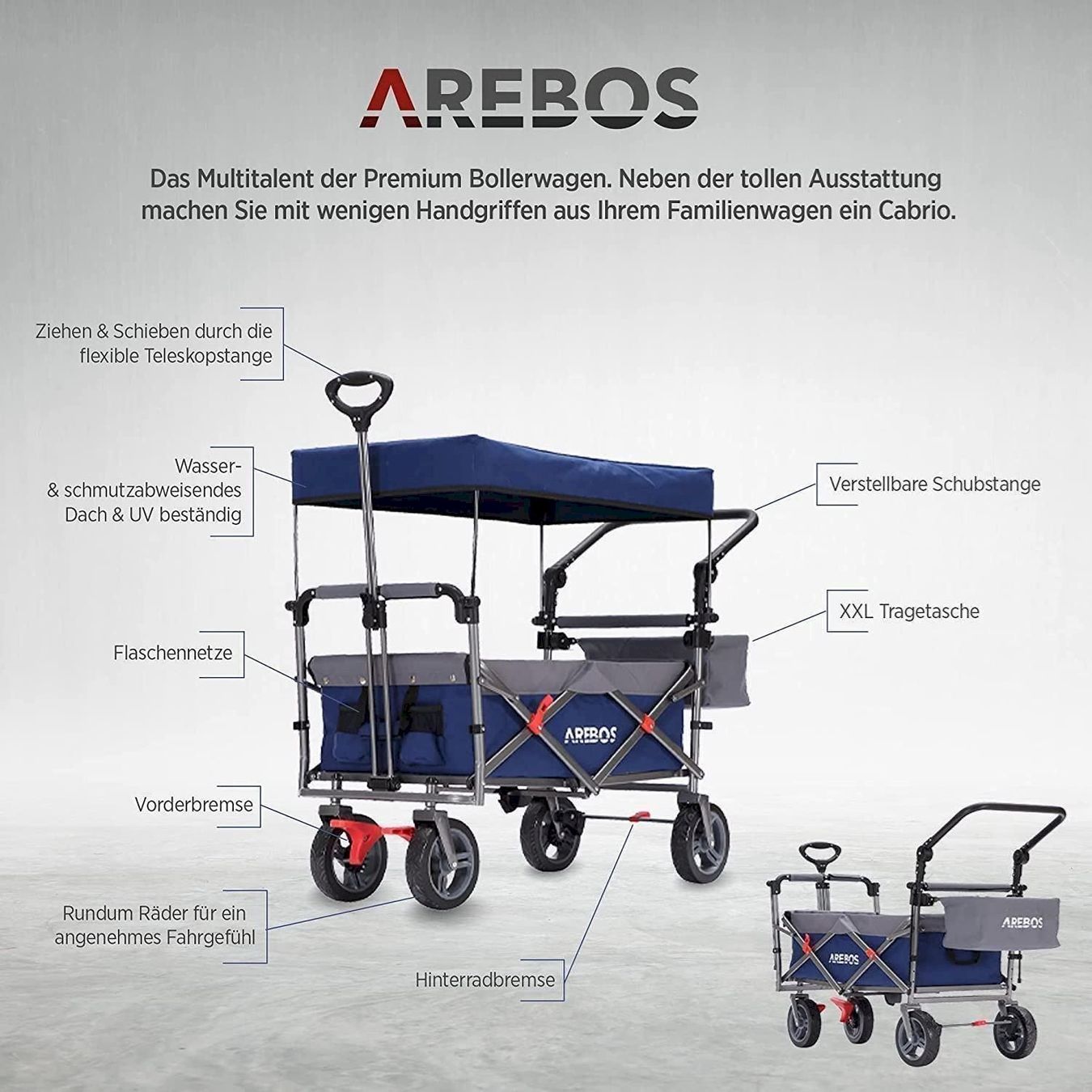Giocattoli: Bollerwagen faltbar mit Dach blau – Nuovo e nell'imballaggio originale da Bottighofen venduto da zaap 2
