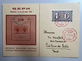1943 GEPH Genf Offiz Karte mit 258 + Sonderstempel
