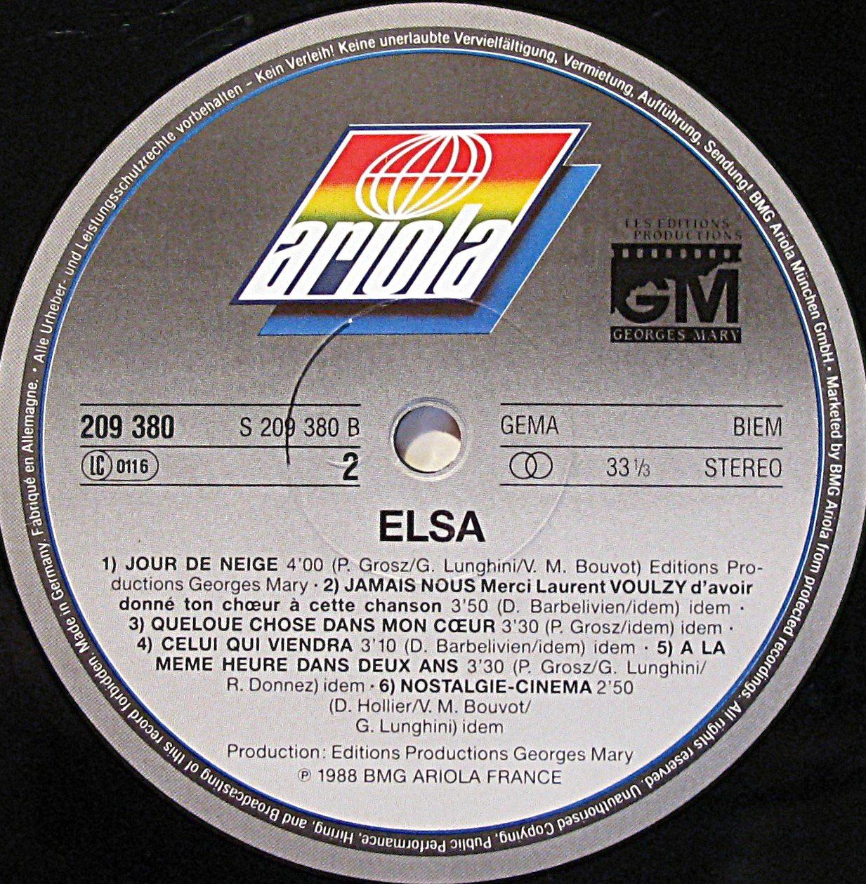 Dischi in vinile: ELSA "Elsa" LP in VG – Usato da Monthey venduto da Pingmub 4