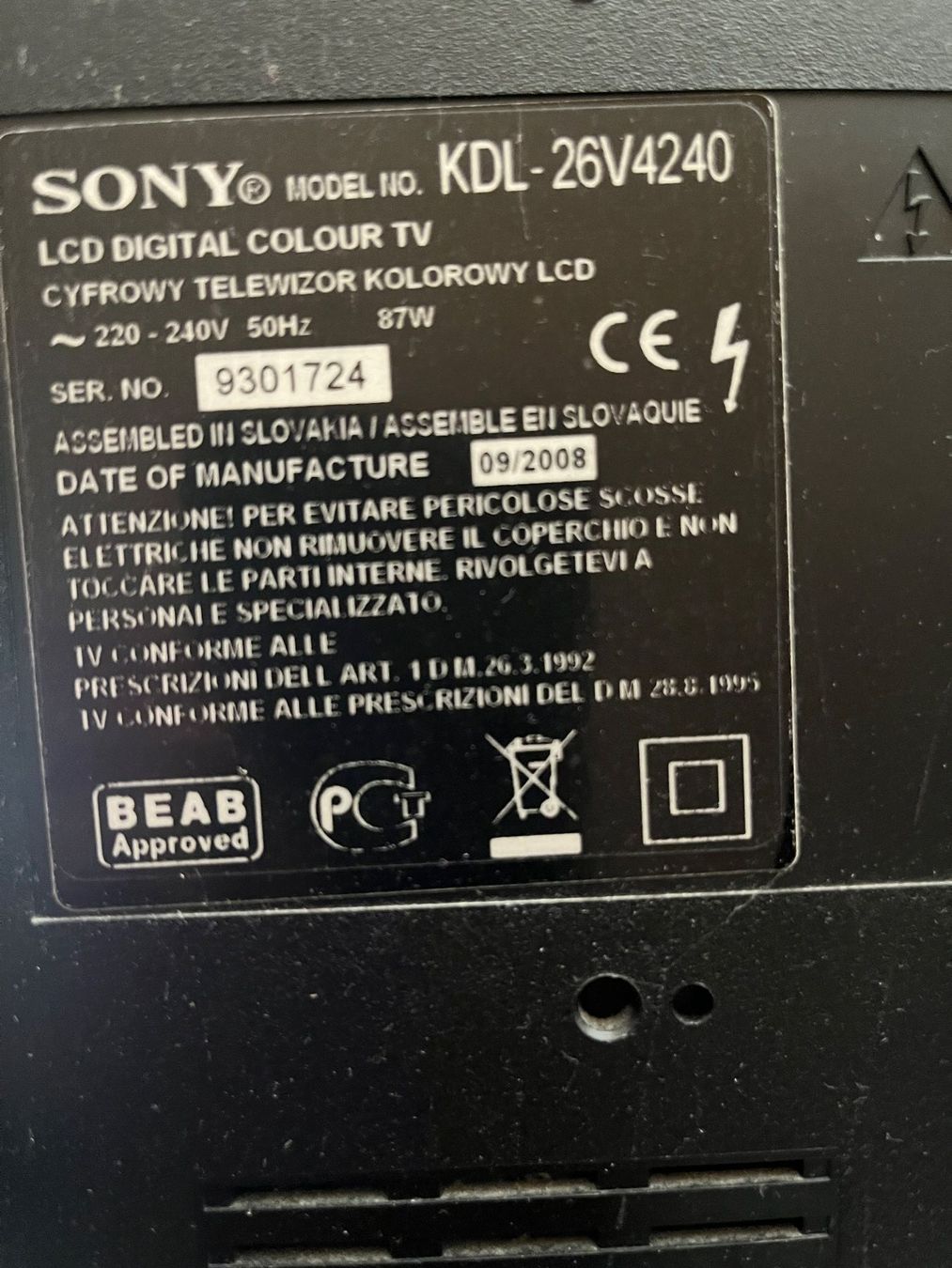 Televisori: Fernseher SONY – Usato da Bremgarten b. Bern venduto da wup001 4