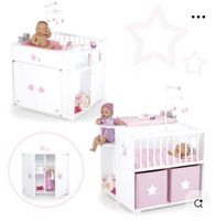 Pflegecenter für Puppen mit Puppenbett, Wickeltisch, Schrank