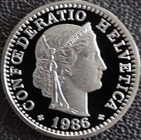20 Rappen 1986 pp / aus Münzsatz / in einer Münzkapsel