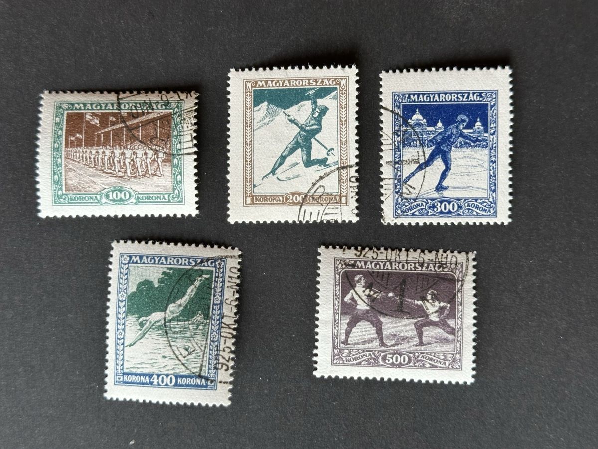 Alle Briefmarken: Ungarn - 1925 o Mi 403-407 – Gebraucht aus Schmitten / FR von Samsara169