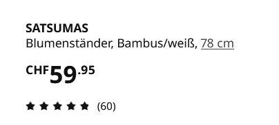 Altro per la casa: SATSUMAS Blumenständer, Bambus/weiss, 78 cm – Usato da Glattpark(Opfikon) venduto da Carpri 1