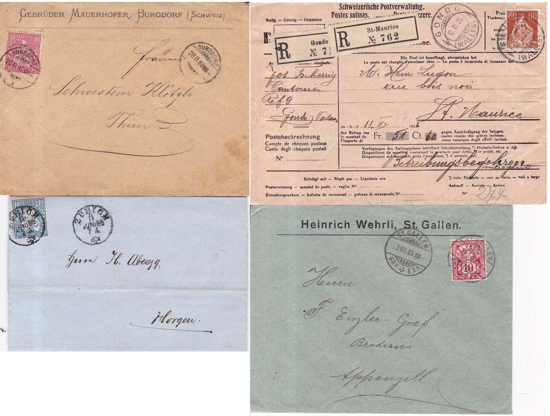 Tutti i francobolli: 42 Stk. Alte CH Briefe, FDCs, Belege – Usato da Münchwilen AG venduto da Nesar