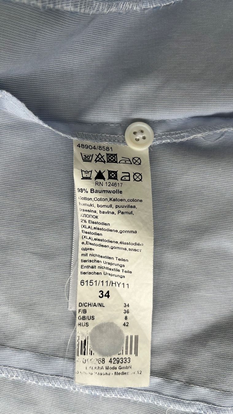 Eterna Camicette: hellblaue Bluse von Eterna / Grösse 34 / kurze Arme – Usato da Zofingen venduto da Klavier777 6