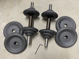 Hantelset mit 37kg Gewichten (4x5, 4x2.5, 4x1.25, 4x0.5kg)