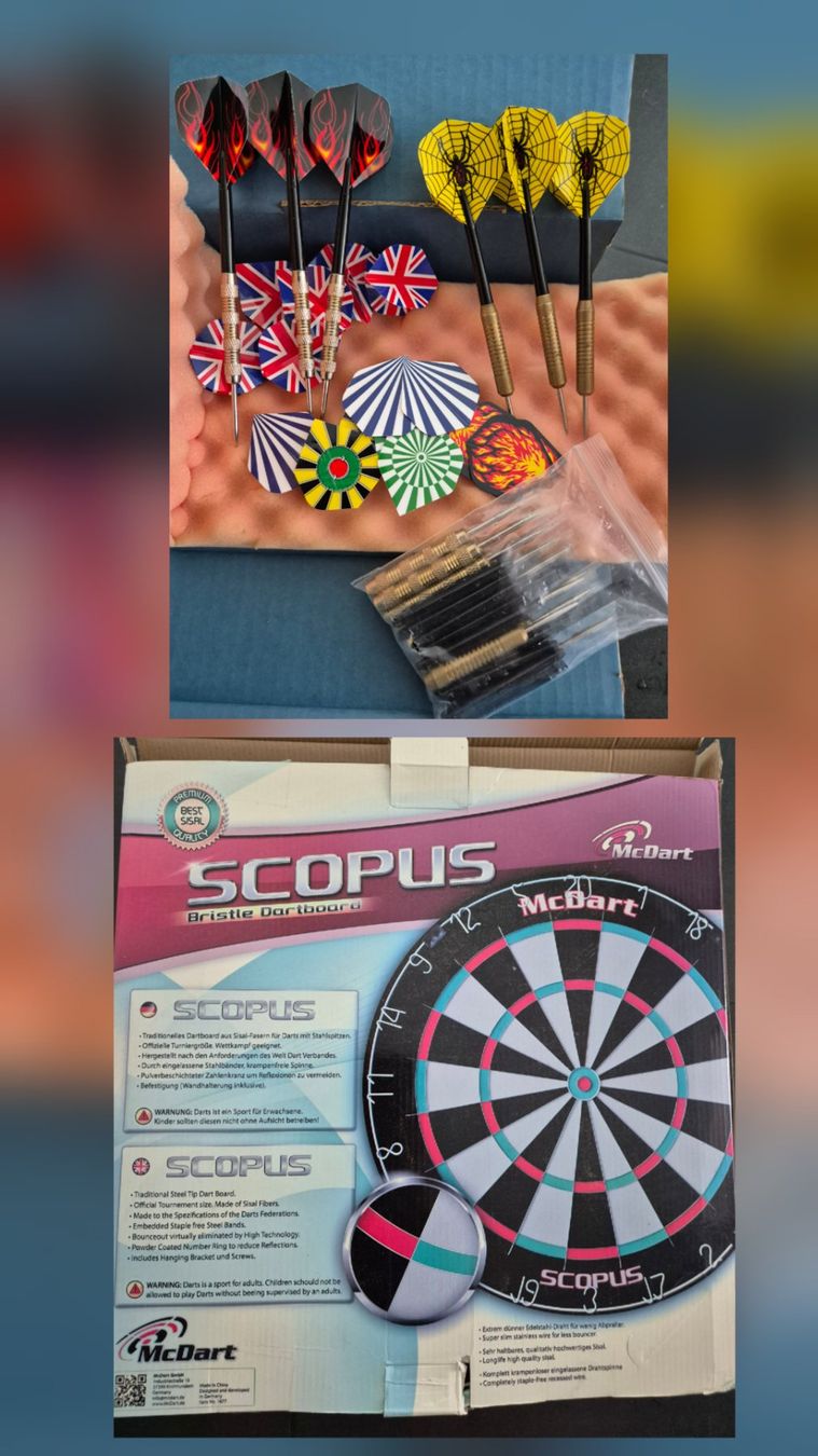 Dart: Dartscheibe mit Schutzring, Ständer und Dartpfeile – Gebraucht aus Solothurn von Soleurli 3
