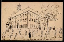 Handgemalt: Ludwigshafen, Passanten und 