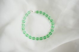 Armband Kristallperlen, smaragdgrün, transparent, silber