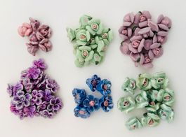 Mix 73 x Keramikperlen lila, rosa, hellgrün und blau