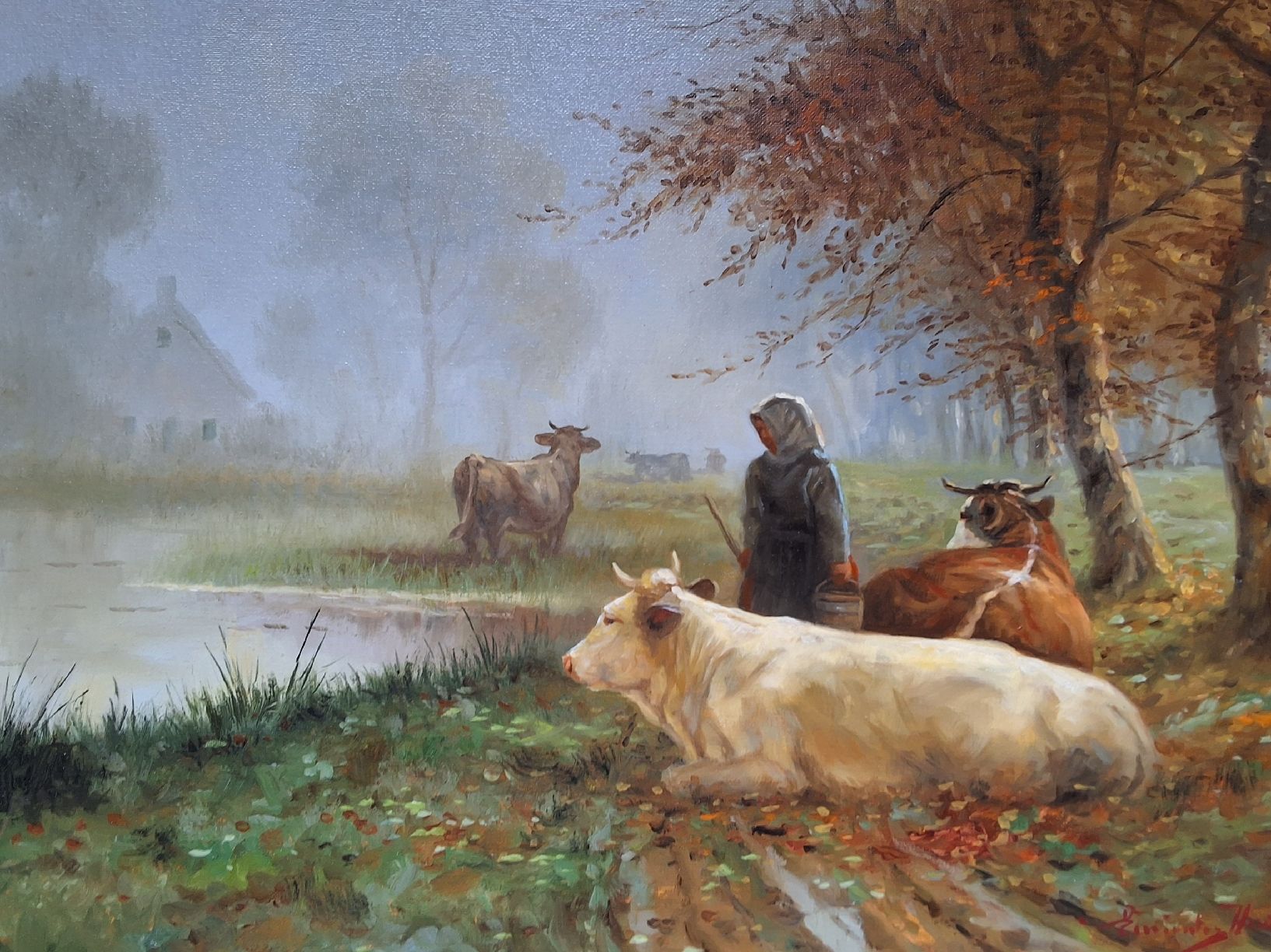 Dipinti: Horst Maria Einöder: Herbstimpressionen mit Kühen – Nuovo (secondo la descrizione) da Oftringen venduto da Waltereg 6