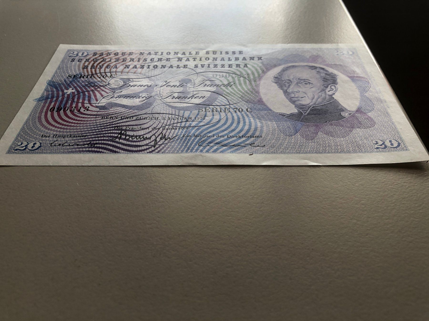 Banconote: Alte 20 Fr. Note 5. Jan. 1970 ungefaltet – Nuovo (secondo la descrizione) da Schötz venduto da Odpa 2