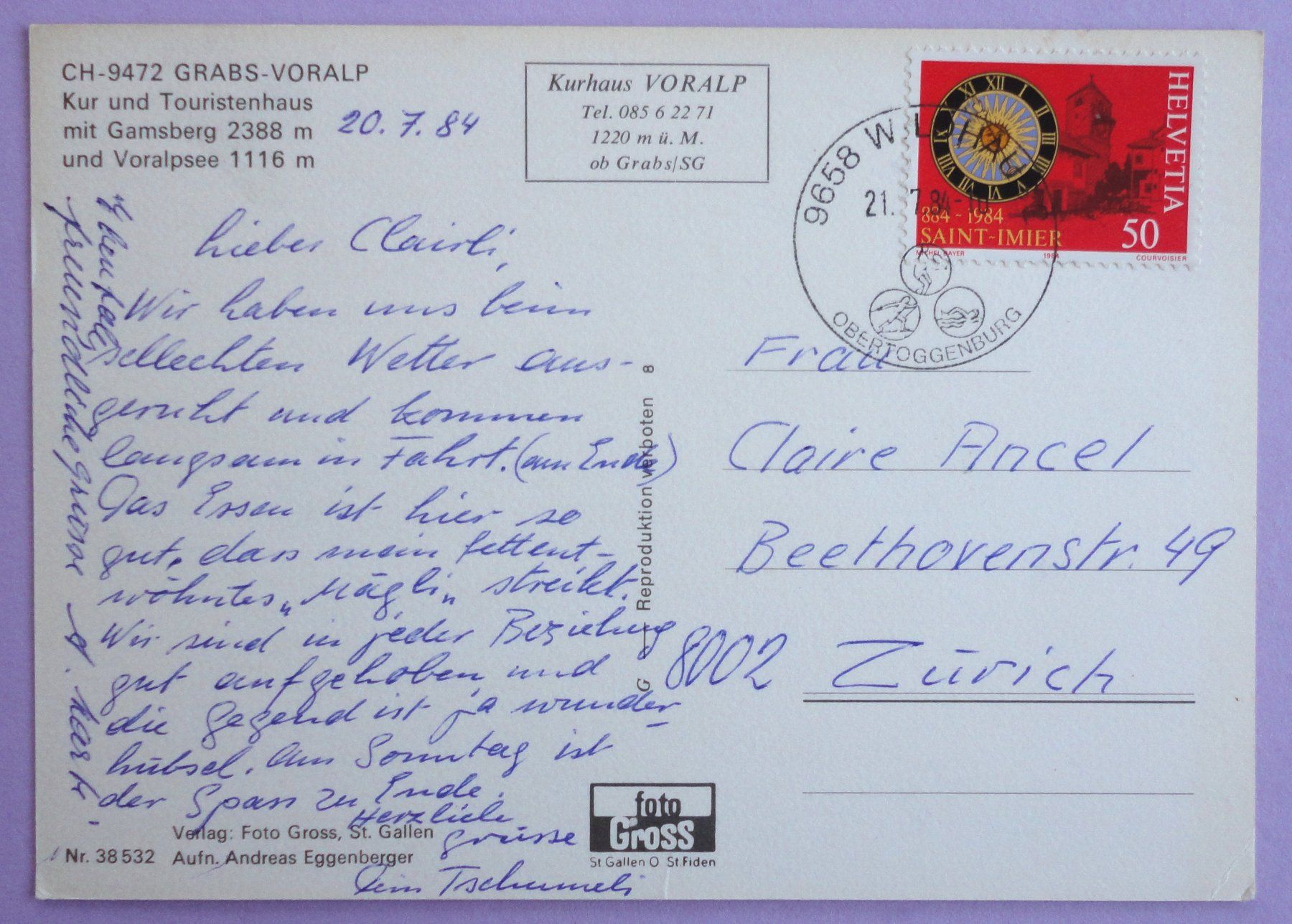 Cartoline postali: Grabs-Voralp – Usato da Fétigny venduto da Billy2miny 1
