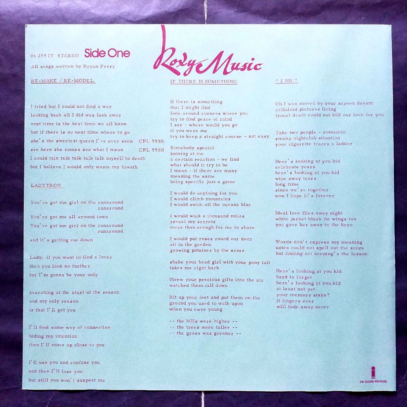 Schallplatten: ROXY MUSIC,  ........... 1st 1972  - NEW -  insert – Neu (gemäss Beschreibung) aus Yverdon-les-Bains von Jacotreut 4