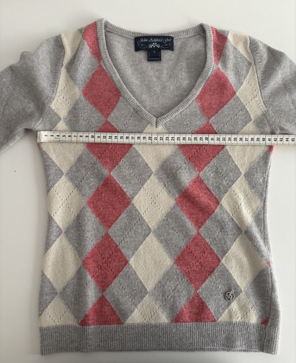 Maglioni & Felpe: Pullover John Ashfield, Rautenmuster V-Ausschnitt, Grösse S – Usato da Luzern venduto da biba3001 2