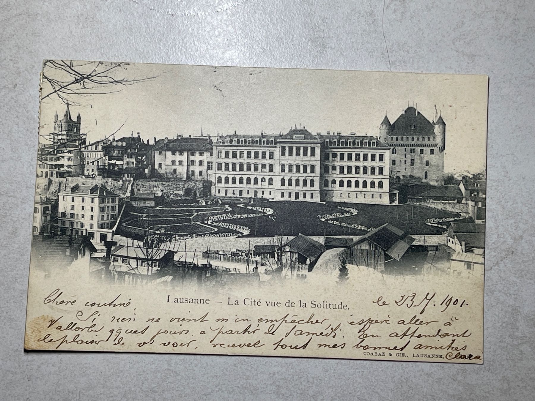 Cartoline postali: Alte Ansichtskarte von Lausanne, La Cité 1901 – Usato da Strengelbach venduto da Aschatan5