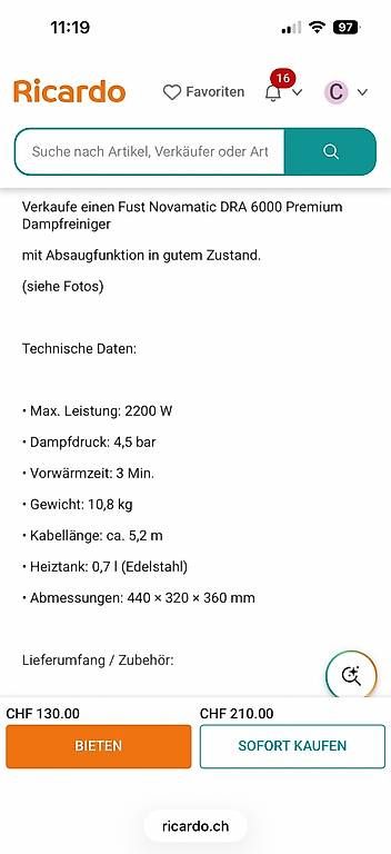 Nettoyeurs à vapeur: Dampfreiniger DRA 6000 Pro – D'occasion à Zürich par Cibin 4