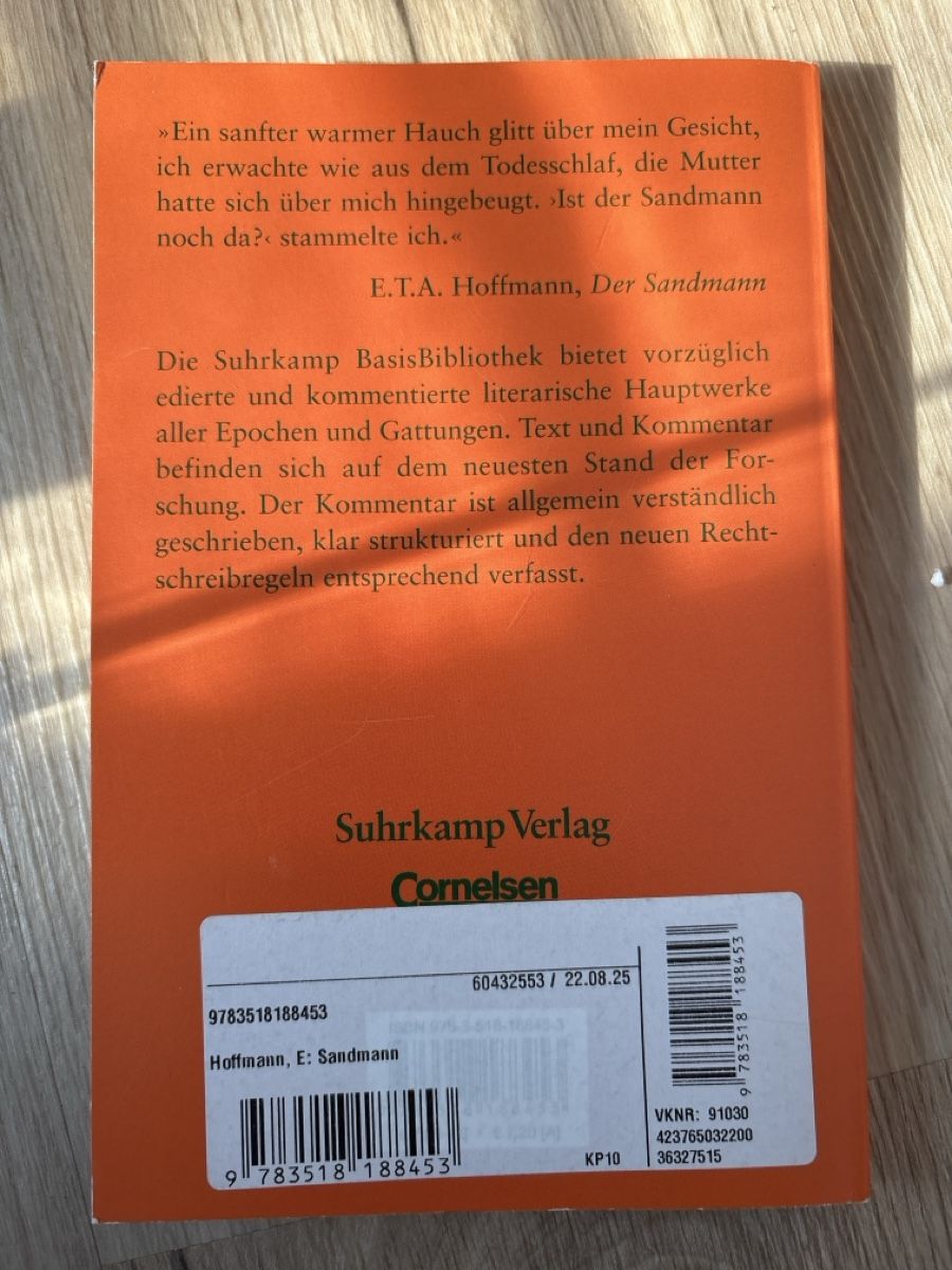 Libri: Buch Der Sandmann E.T.A. Hoffmann Suhrkamp Basisbibliothek – Usato da Lobsigen venduto da Muus5 1