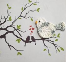 1 Stück Vogel Spatz (L) gehäkelt , crochet, uncinetto 741