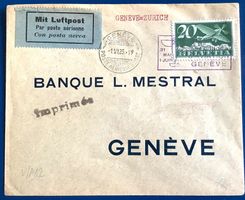 1925 - Schweiz - Flugpost / Genève - Zürich