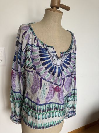 Custo Barcelona Seidenbluse Gr. L, tolles Muster für den Her