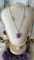 Elegant  Necklace amethyst color  & Rose  Beads