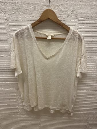 H&M Basic Weiss T-Shirt V-Ausschnitt Grösse S