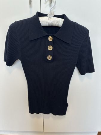 Sandro black polo shirt size 2 new with tags