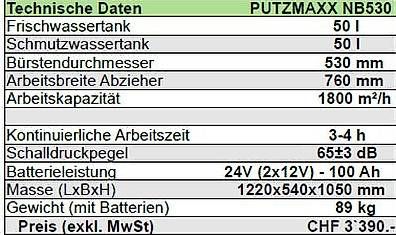 Tutte le macchine: Scheuersaugmaschine - PUTZMAXX NB530 – Nuovo e nell'imballaggio originale da Opfikon venduto da total-shop 2