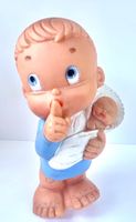 Vintage Quitsch/Gummi/Vinyl Puppe Junge mit Baby 1960