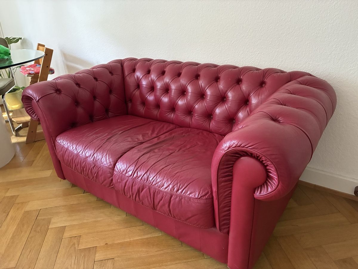 Sofas: Rotes Ledersofa – Gebraucht aus Basel von vanelli35