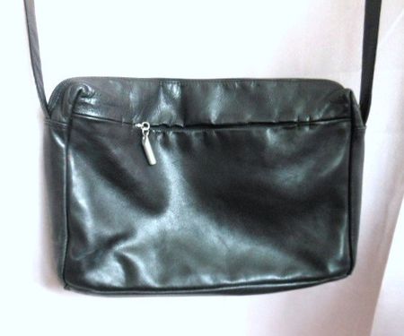 LOOP'S Tasche weiches Leder schwarz rotes Futter