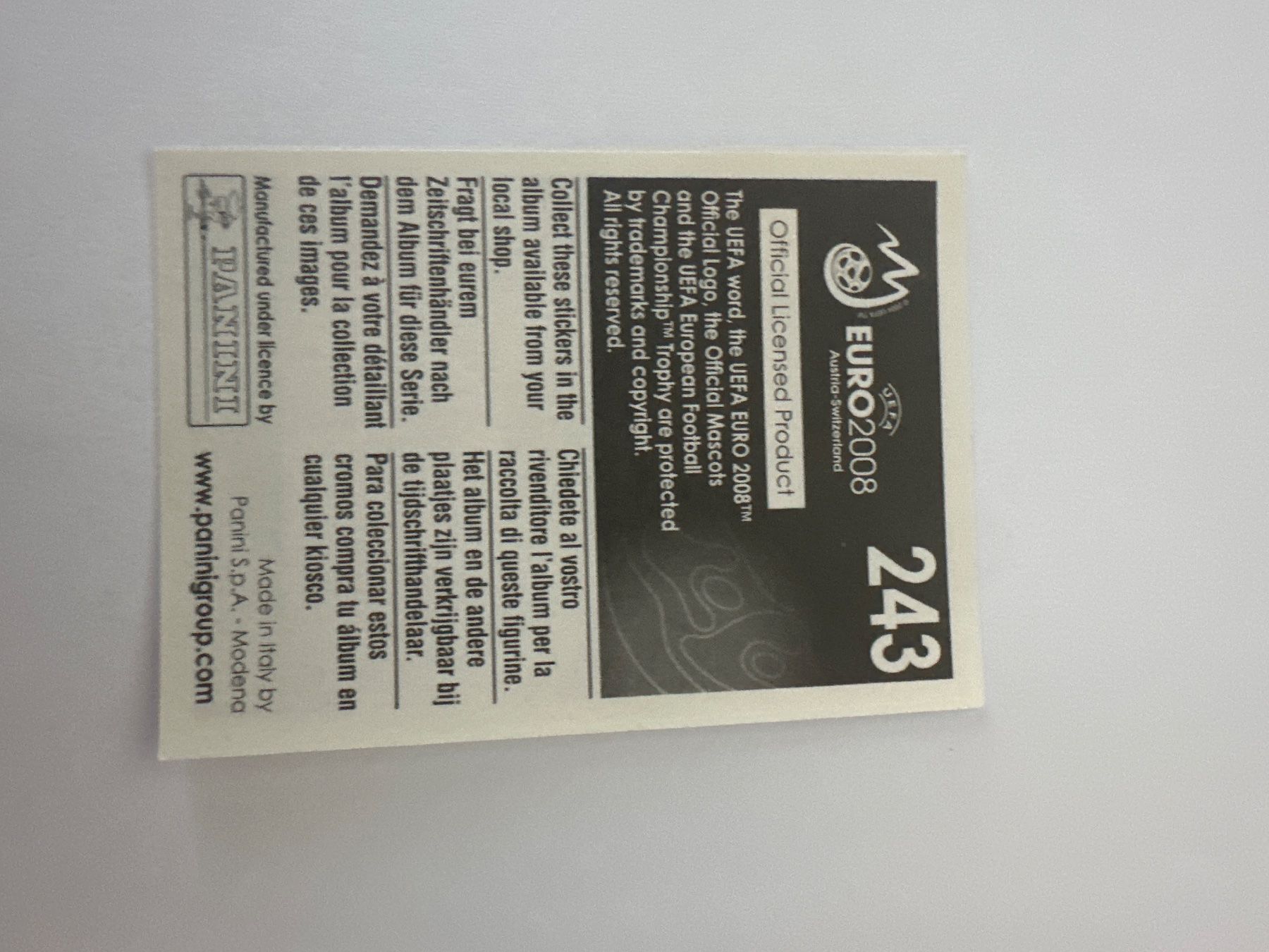 Panini Cartes à collectionner: Panini UEFA EM 2008 Sticker - Nr. 243 – D'occasion à Sulz AG par DealWerk 1