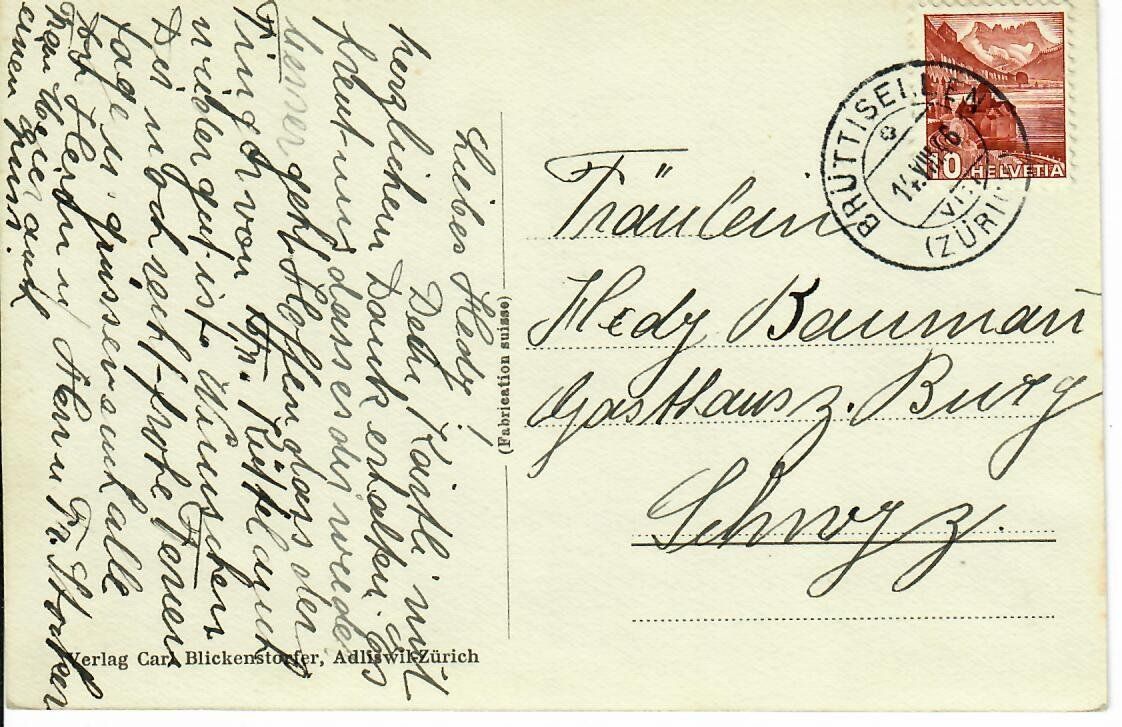Cartoline postali: Brüttisellen  1946 – Usato da Hochdorf venduto da Ziegel-16 1