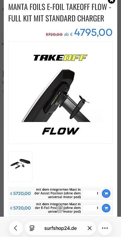 PC: E-Foil  TakeOff-Flow (neuwertig) – Usato da Arbon venduto da Bunkster