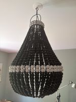 Lamp shade wooden beads black and white decorative 50cm