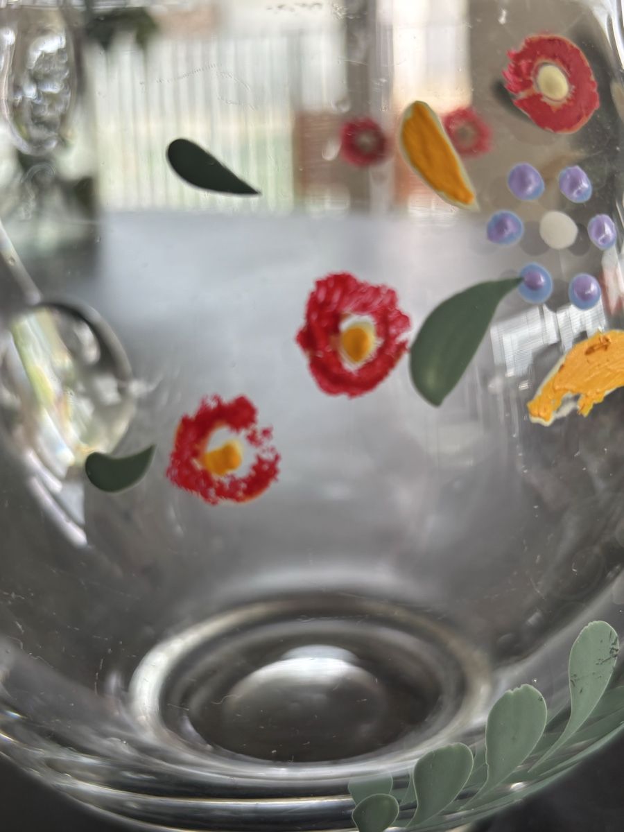 Caraffe: Handbemalter Glaskrug mit Blumenmuster, Frühlingsdeko – Usato da Wintersingen venduto da Symphoricarpos 3
